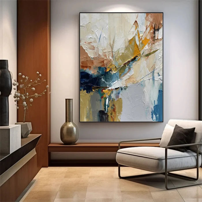 Neutral Abstract Textured Wall Art – Modern Canvas Painting#yy721031