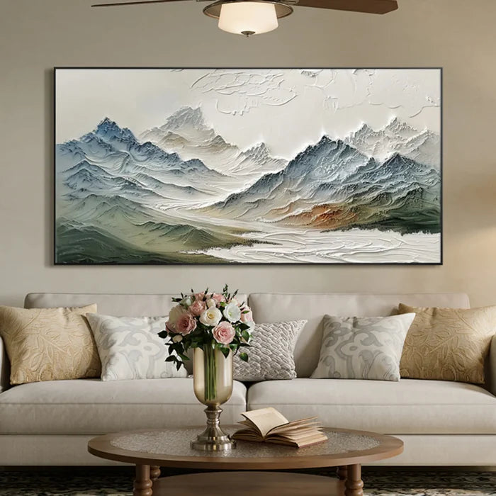 Mountain Landscape Textured Wall Art – 3D Nature Canvas Painting#yy721046