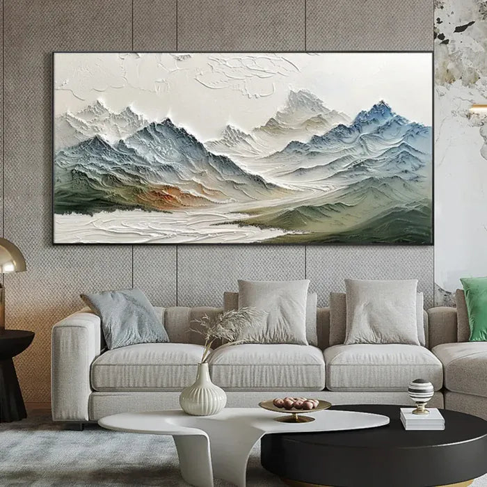 Mountain Landscape Textured Wall Art – 3D Nature Canvas Painting#yy721046