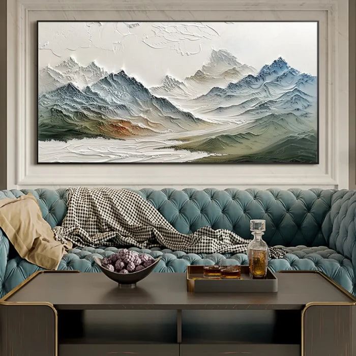 Mountain Landscape Textured Wall Art – 3D Nature Canvas Painting#yy721046
