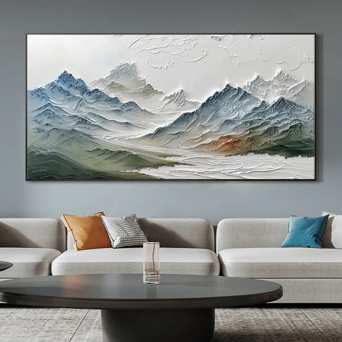Mountain Landscape Textured Wall Art – 3D Nature Canvas Painting#yy721046