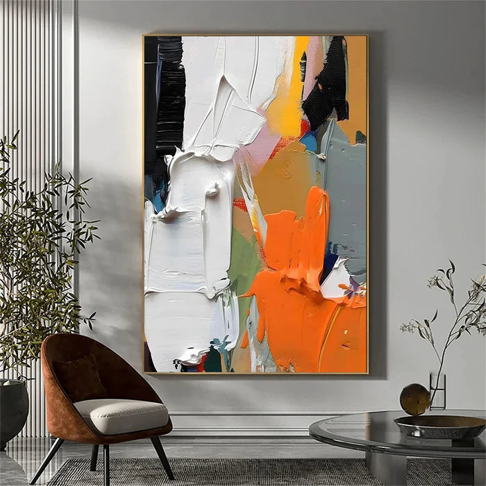 Orange Abstract Textured Wall Art – Modern Canvas Painting#yy721047