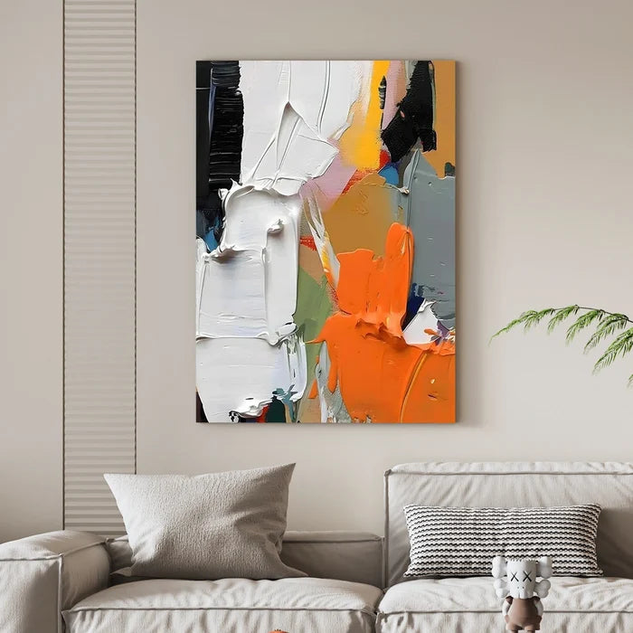 Orange Abstract Textured Wall Art – Modern Canvas Painting#yy721047