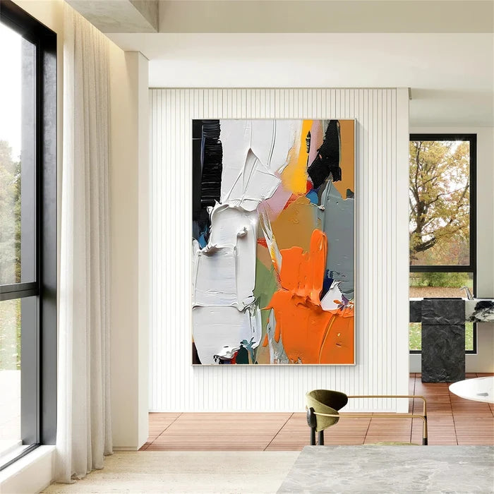 Orange Abstract Textured Wall Art – Modern Canvas Painting#yy721047