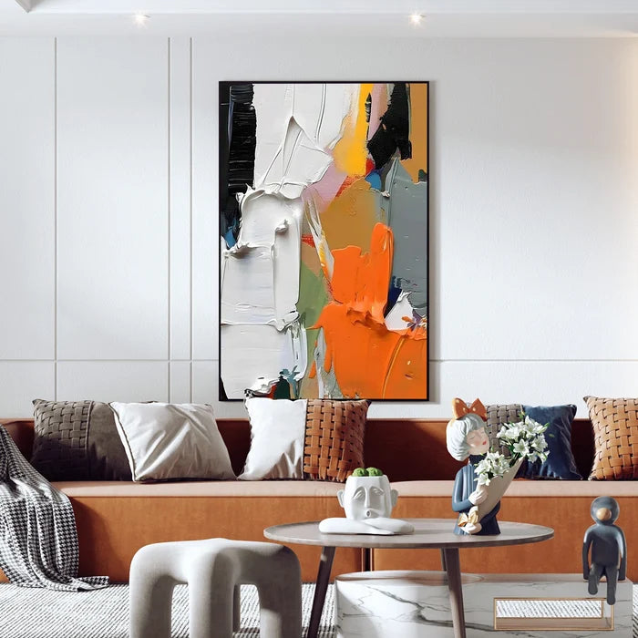 Orange Abstract Textured Wall Art – Modern Canvas Painting#yy721047