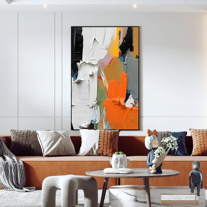 Orange Abstract Textured Wall Art – Modern Canvas Painting#yy721047