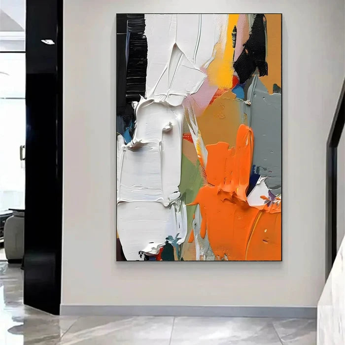 Orange Abstract Textured Wall Art – Modern Canvas Painting#yy721047