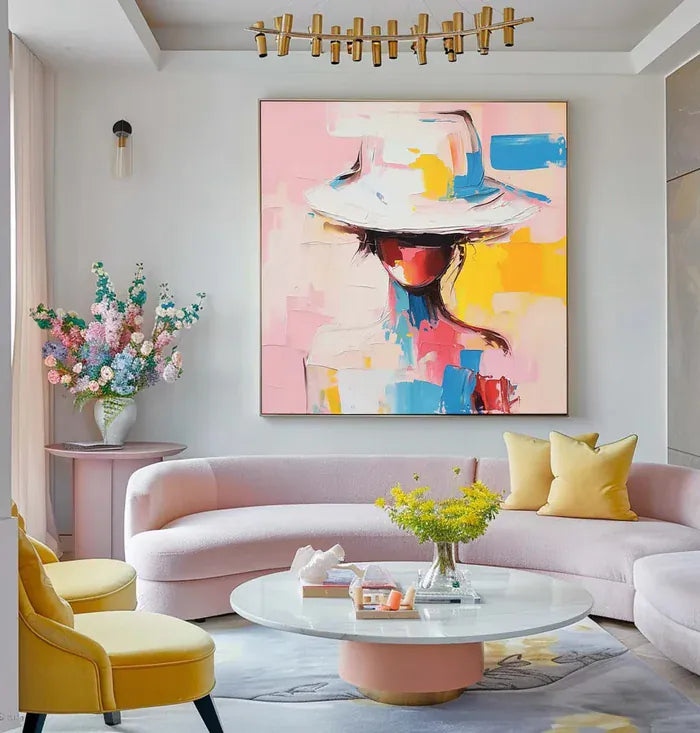 Abstract Woman Wall Art – Colorful Modern Figure Canvas Painting#yy721048