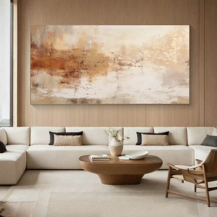 Neutral Abstract Textured Wall Art – Beige Modern Canvas Painting#yy721058