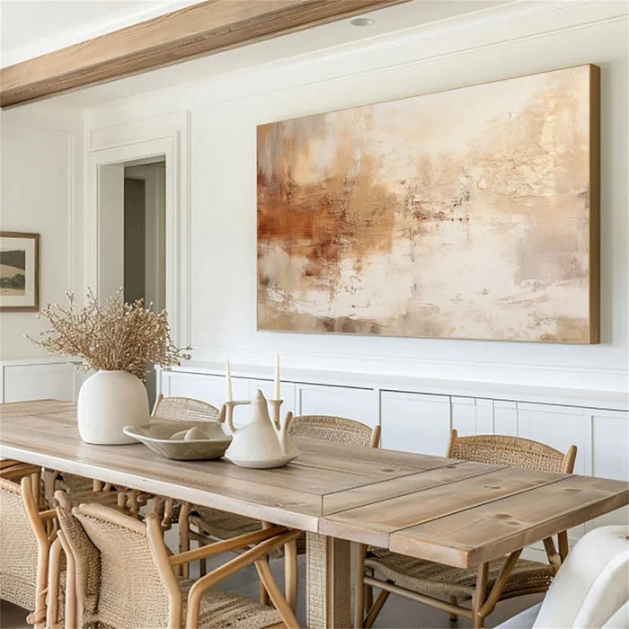 Neutral Abstract Textured Wall Art – Beige Modern Canvas Painting#yy721058