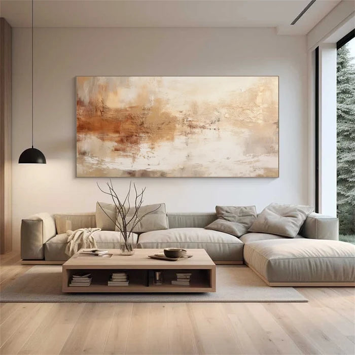 Neutral Abstract Textured Wall Art – Beige Modern Canvas Painting#yy721058