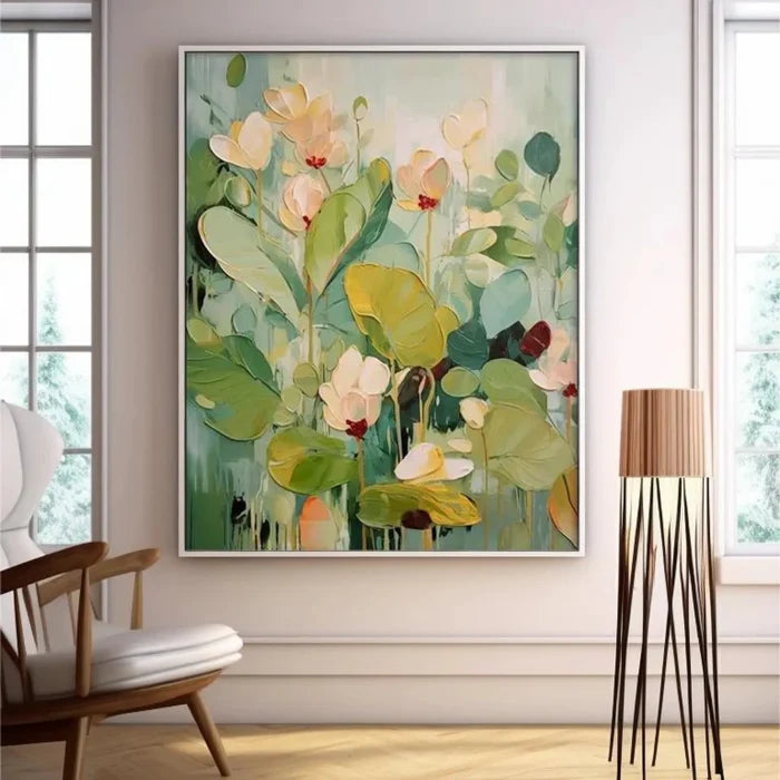 Green Botanical Floral Wall Art – Modern Nature Canvas Painting#yy721059
