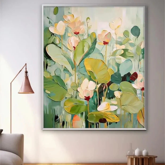 Green Botanical Floral Wall Art – Modern Nature Canvas Painting#yy721059