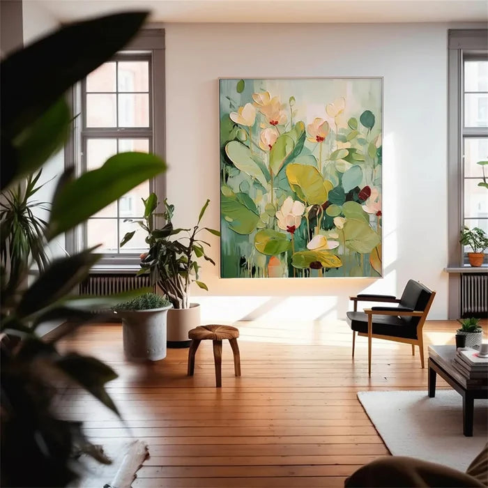Green Botanical Floral Wall Art – Modern Nature Canvas Painting#yy721059