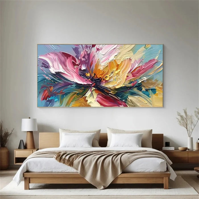Colorful Abstract Flower Wall Art – Textured Floral Canvas Painting#yy721061