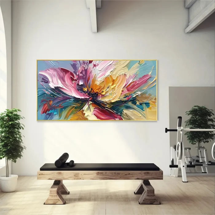 Colorful Abstract Flower Wall Art – Textured Floral Canvas Painting#yy721061