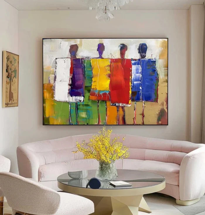 Colorful Abstract People Wall Art – Modern Figurative Canvas Painting#yy721066