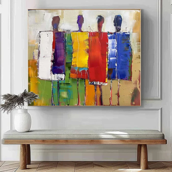 Colorful Abstract People Wall Art – Modern Figurative Canvas Painting#yy721066