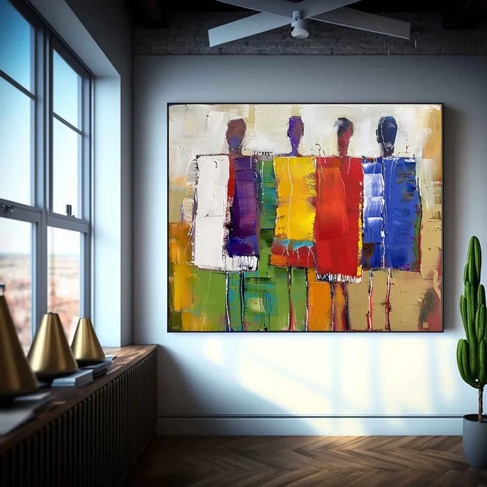Colorful Abstract People Wall Art – Modern Figurative Canvas Painting#yy721066