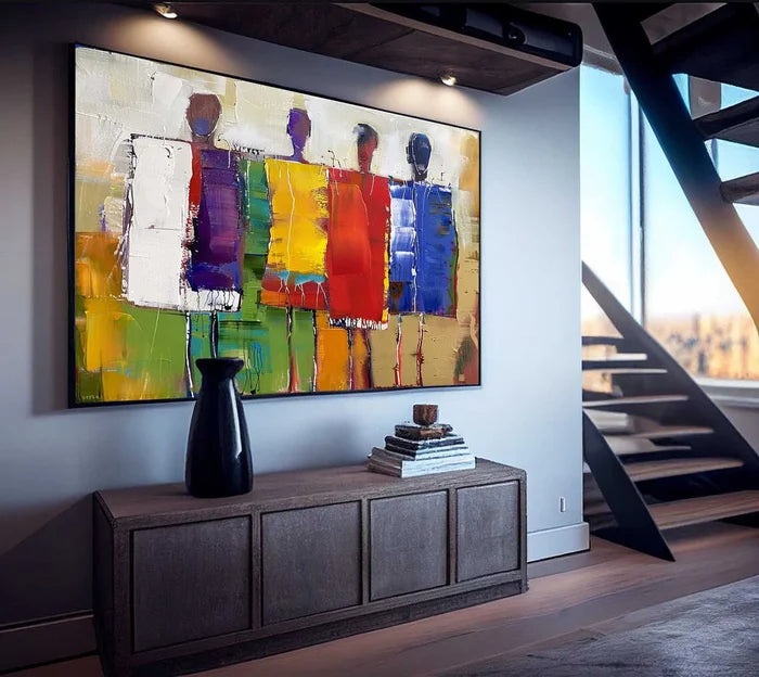 Colorful Abstract People Wall Art – Modern Figurative Canvas Painting#yy721066