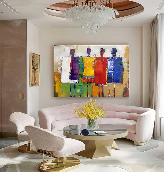 Colorful Abstract People Wall Art – Modern Figurative Canvas Painting#yy721066