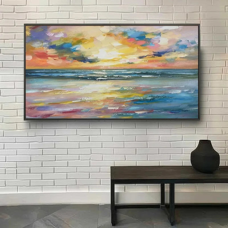 Colorful Ocean Landscape Wall Art – Abstract Seascape Canvas Painting#yy721075