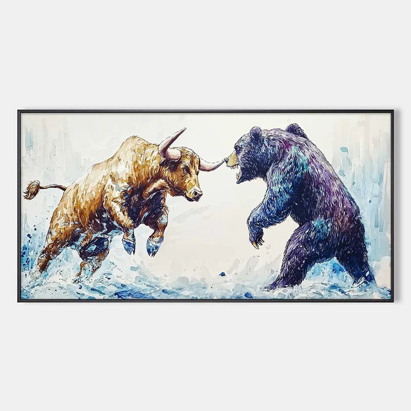 Bull and Bear Wall Art – Wildlife Animal Canvas Painting#yy721077