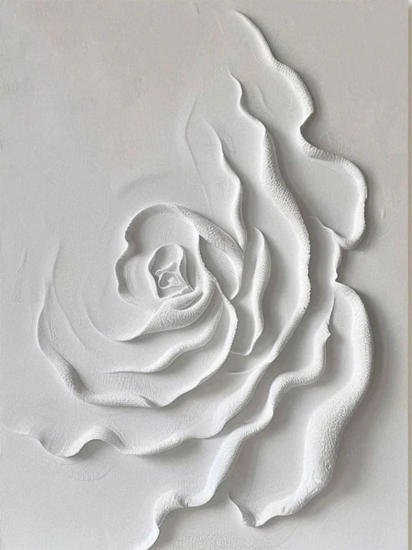 White Rose Textured Wall Art – 3D Floral Canvas Painting#yy721084
