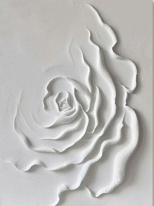 White Rose Textured Wall Art – 3D Floral Canvas Painting#yy721084