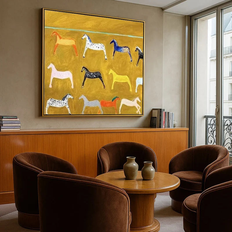 Colorful Horse Wall Art – Modern Abstract Equine Canvas Painting#yy721099