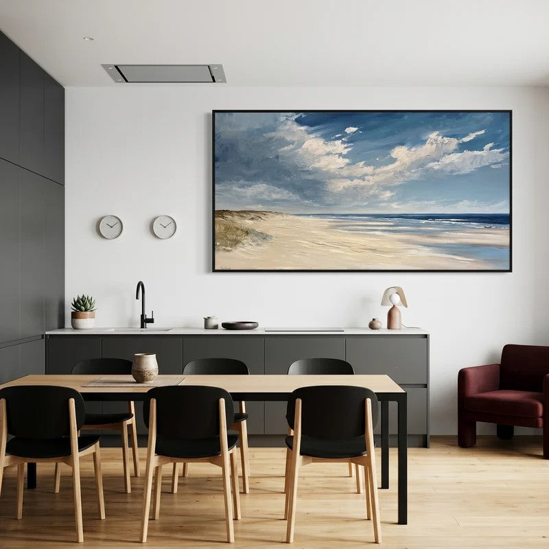 Ocean Beach Landscape Wall Art – Blue Coastal Canvas Painting#yy721101