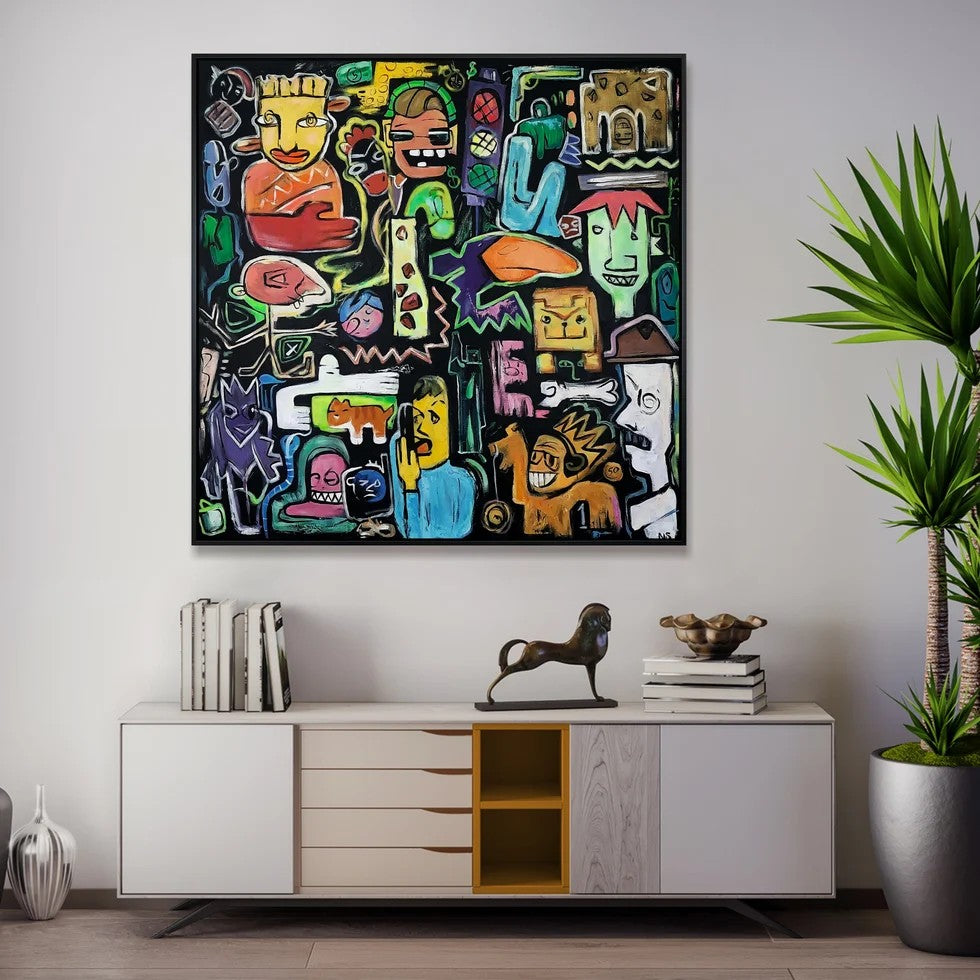 Colorful Graffiti Wall Art – Modern Abstract Street Canvas Painting#yy721102