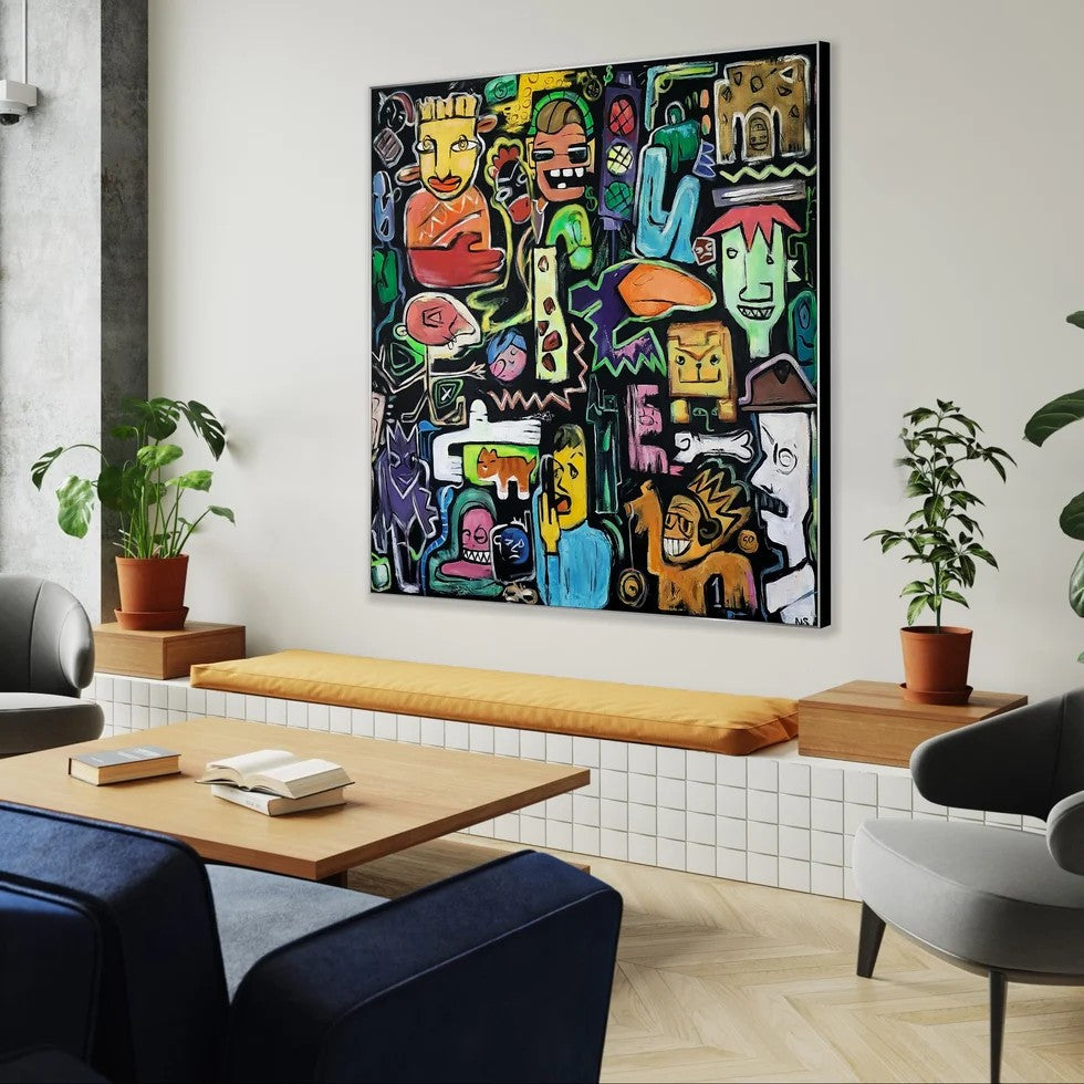Colorful Graffiti Wall Art – Modern Abstract Street Canvas Painting#yy721102