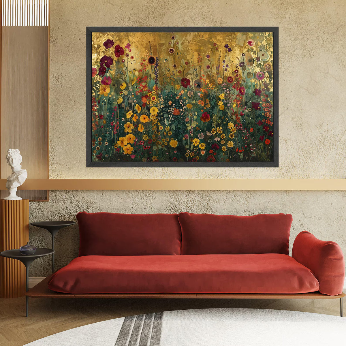 texture Colorful Floral Garden Wall Art – Botanical Canvas Painting#yy721105