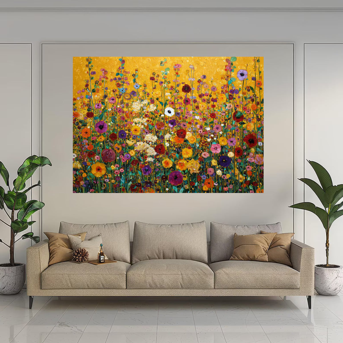 Colorful Wildflower Wall Art – Floral Meadow Canvas Painting#yy721110