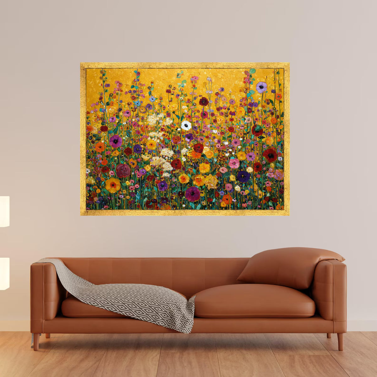 texture Colorful Wildflower Wall Art – Floral Meadow Canvas Painting#yy721110