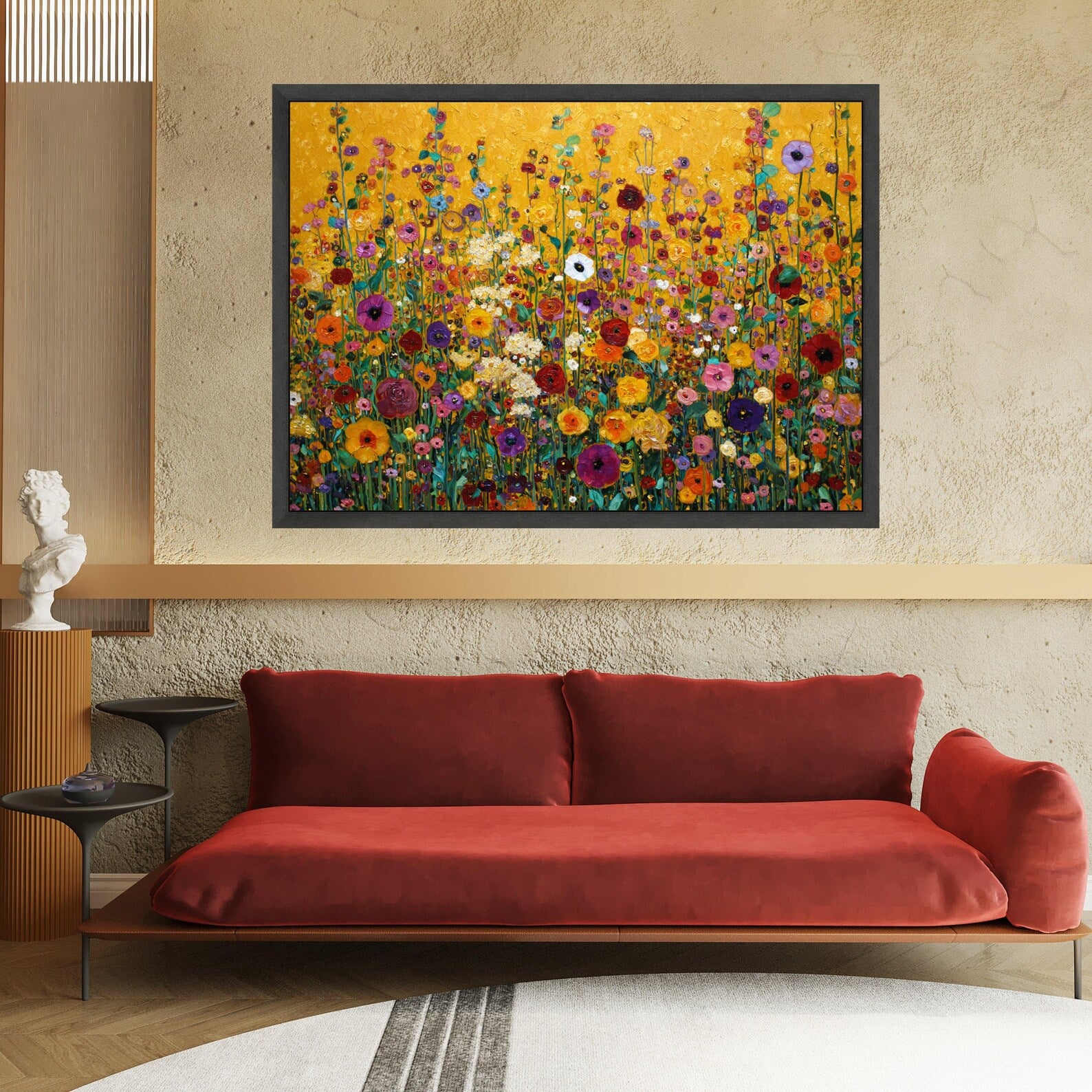 Colorful Wildflower Wall Art – Floral Meadow Canvas Painting#yy721110