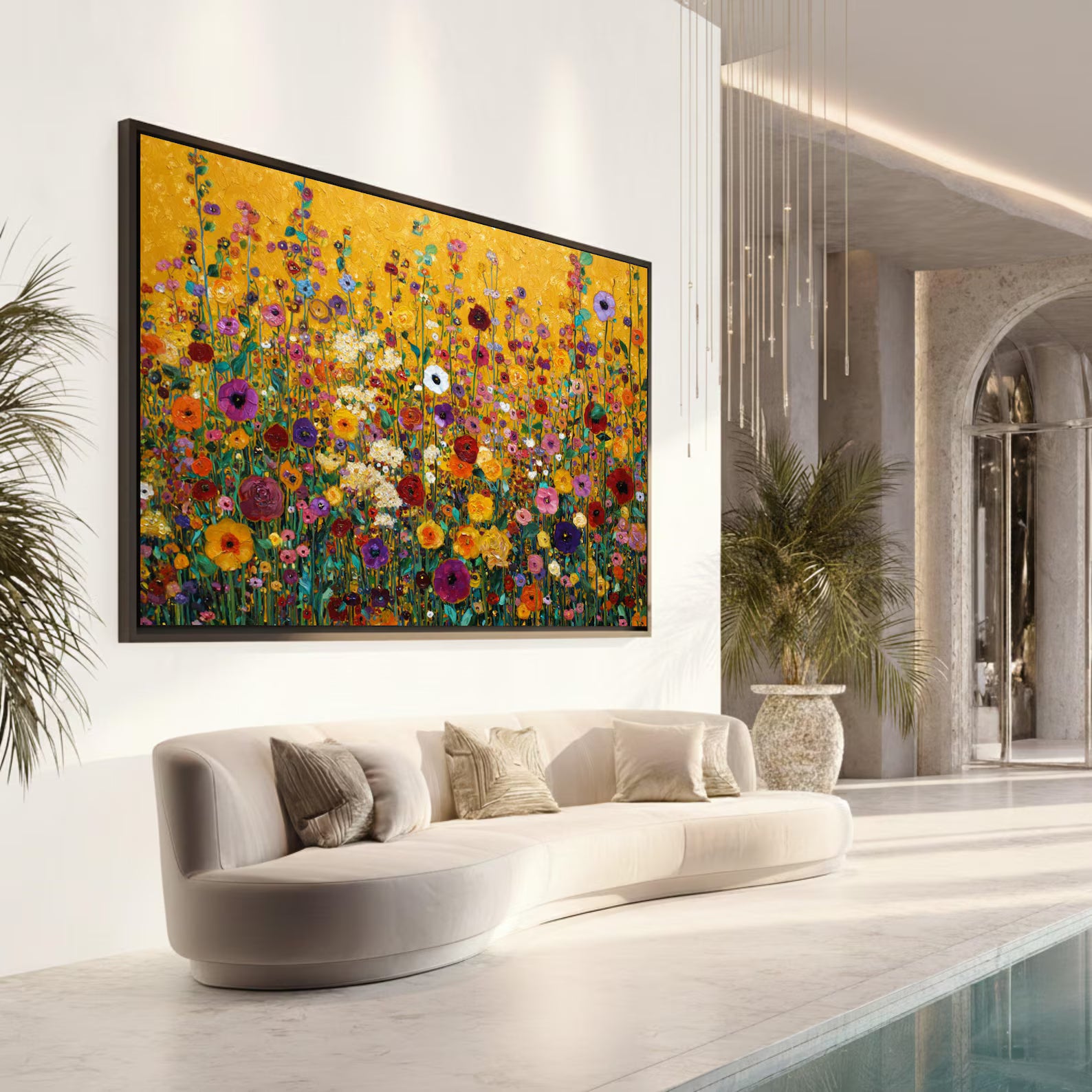 Colorful Wildflower Wall Art – Floral Meadow Canvas Painting#yy721110