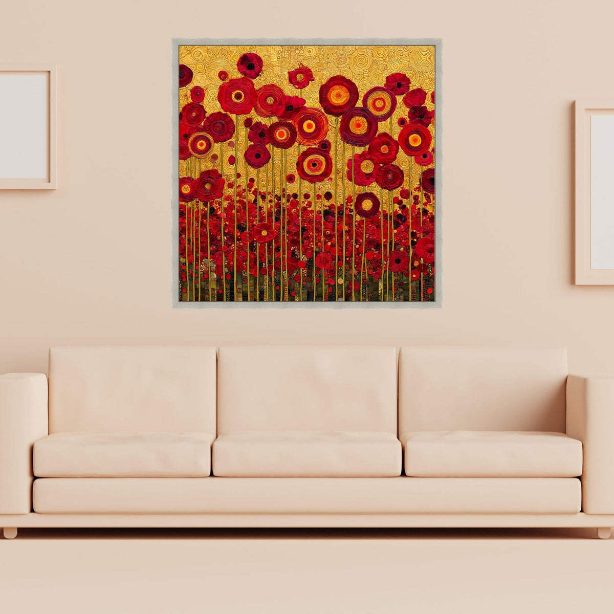 Golden Poppy Garden – Red Floral Oil Painting#yy721112