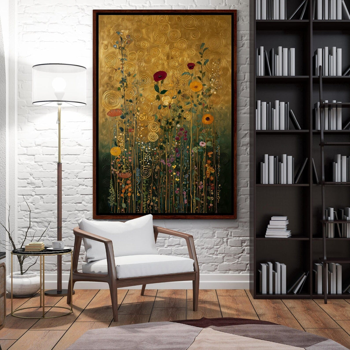 texture Gold Floral Wall Art – Botanical Garden Canvas Painting#yy721115