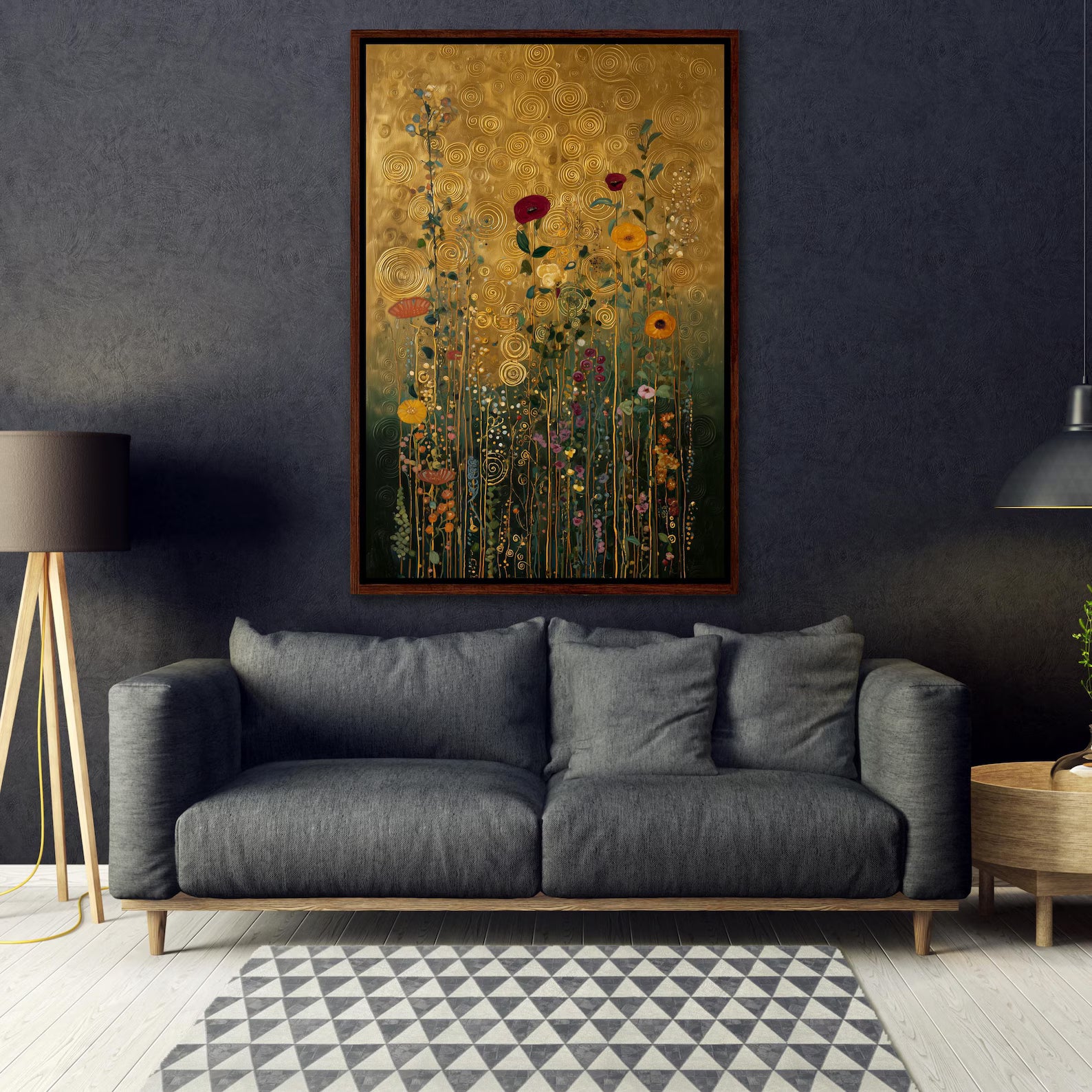 Gold Floral Wall Art – Botanical Garden Canvas Painting#yy721115