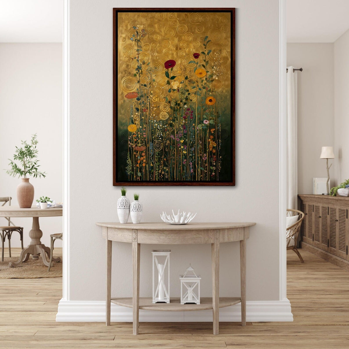 Gold Floral Wall Art – Botanical Garden Canvas Painting#yy721115