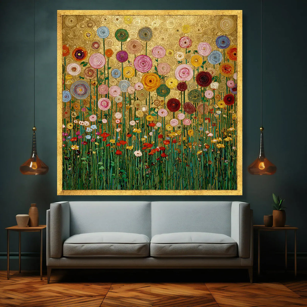 Colorful Floral Garden Wall Art – Botanical Canvas Painting#yy721126