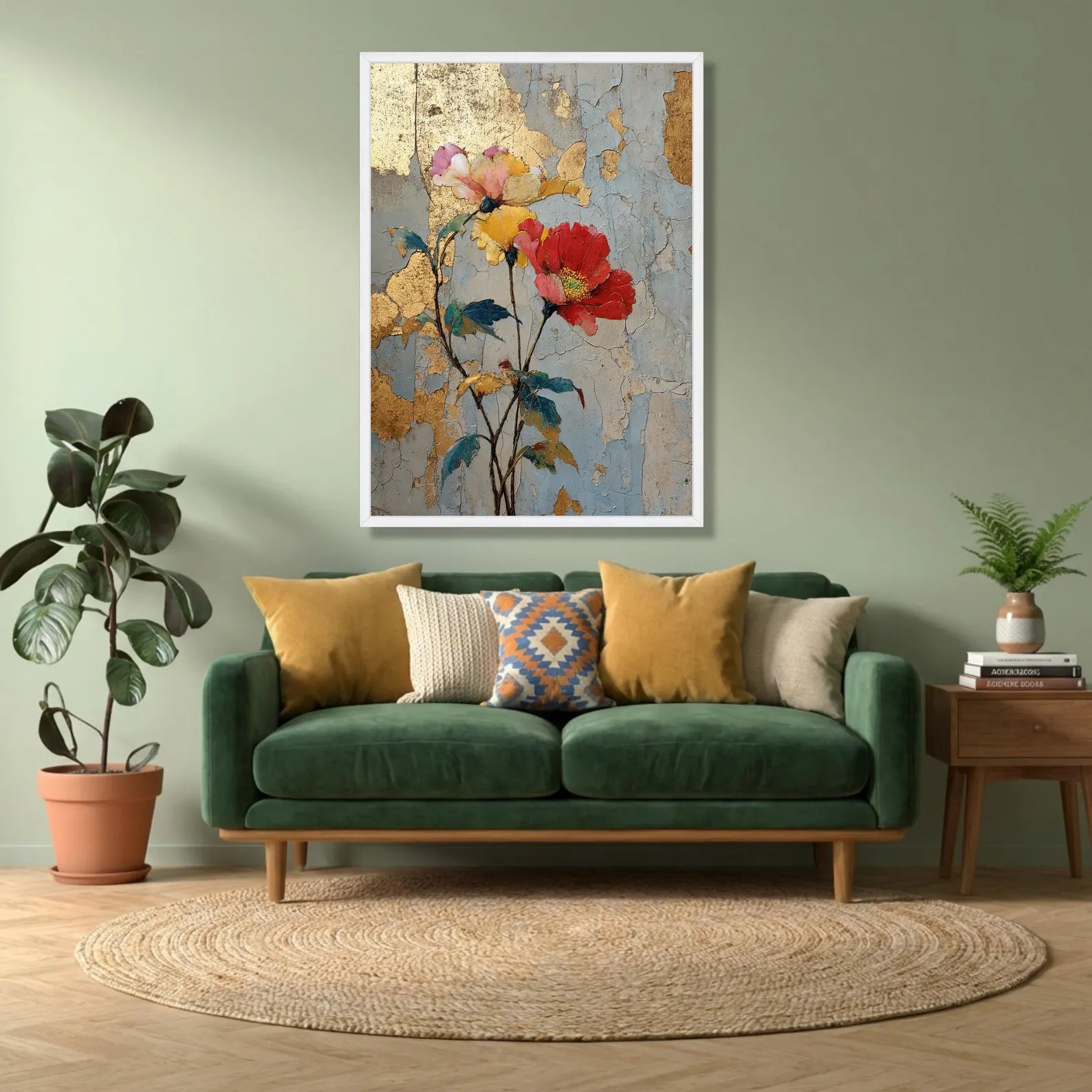 Crimson Petals – Textured Floral Oil Painting#yy721129