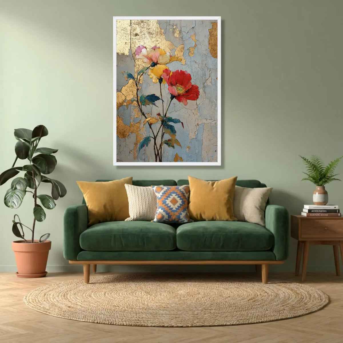 Crimson Petals – Textured Floral Oil Painting#yy721129