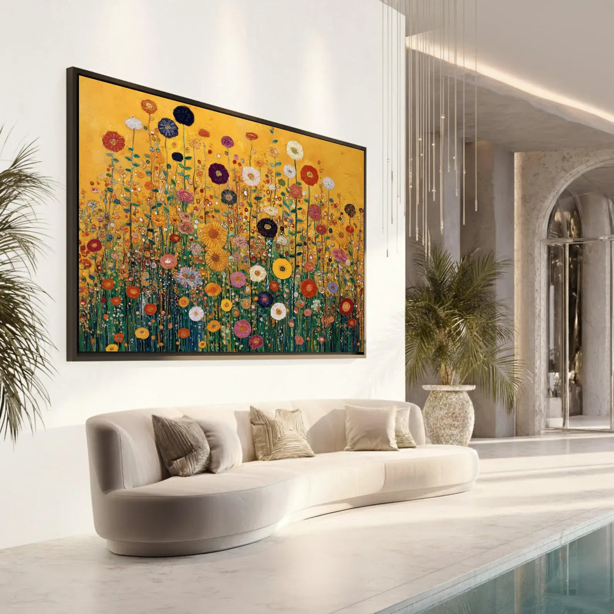 texture Golden Wildflower Wall Art – Colorful Botanical Canvas Painting#yy721130