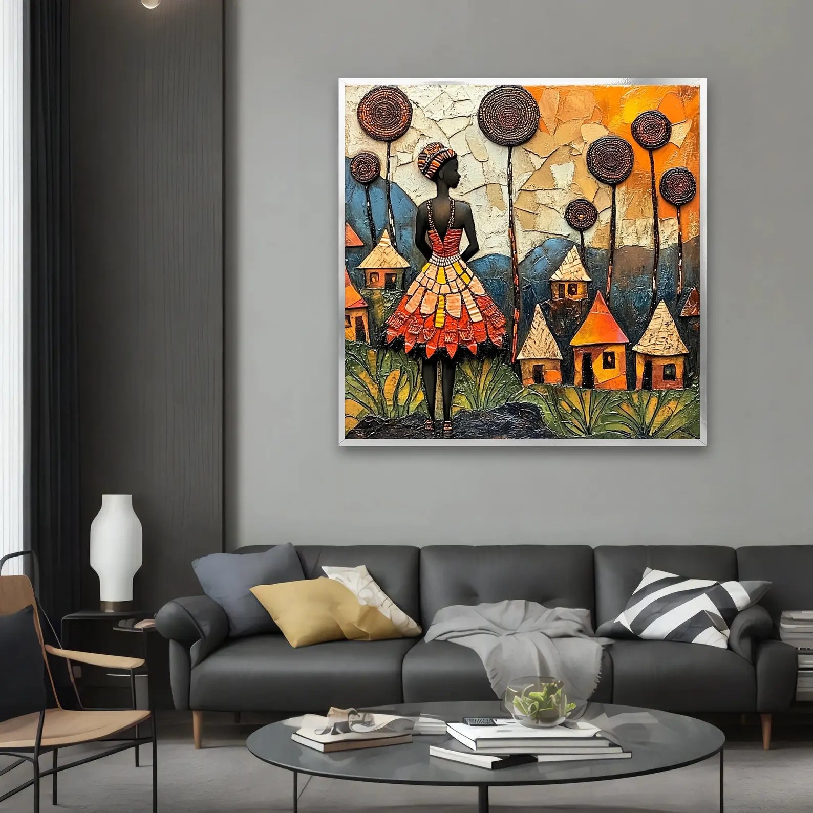 Village Grace – African Woman Textured Oil Painting#yy721133