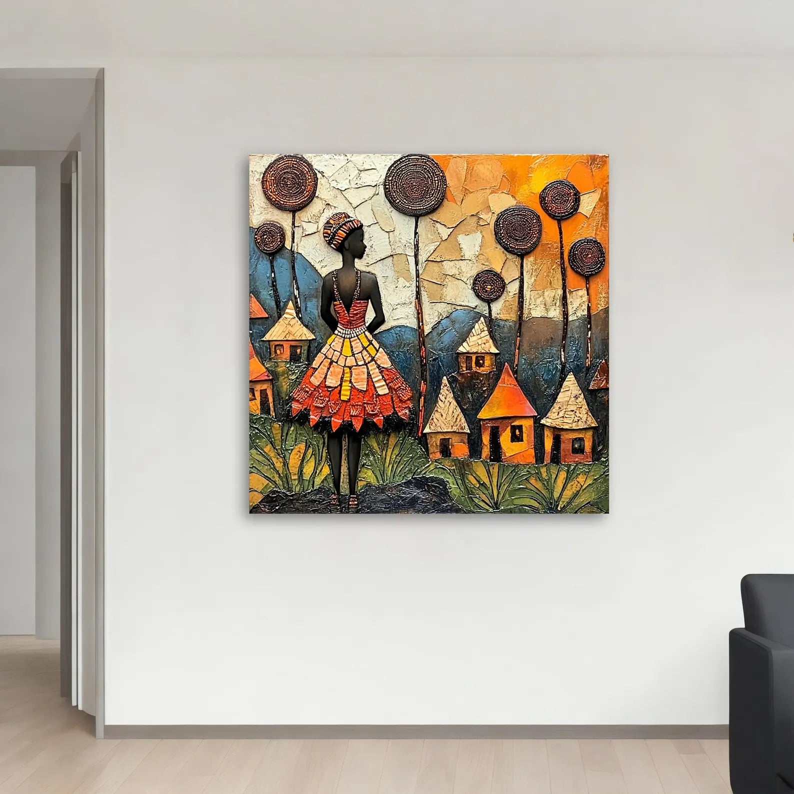 Village Grace – African Woman Textured Oil Painting#yy721133