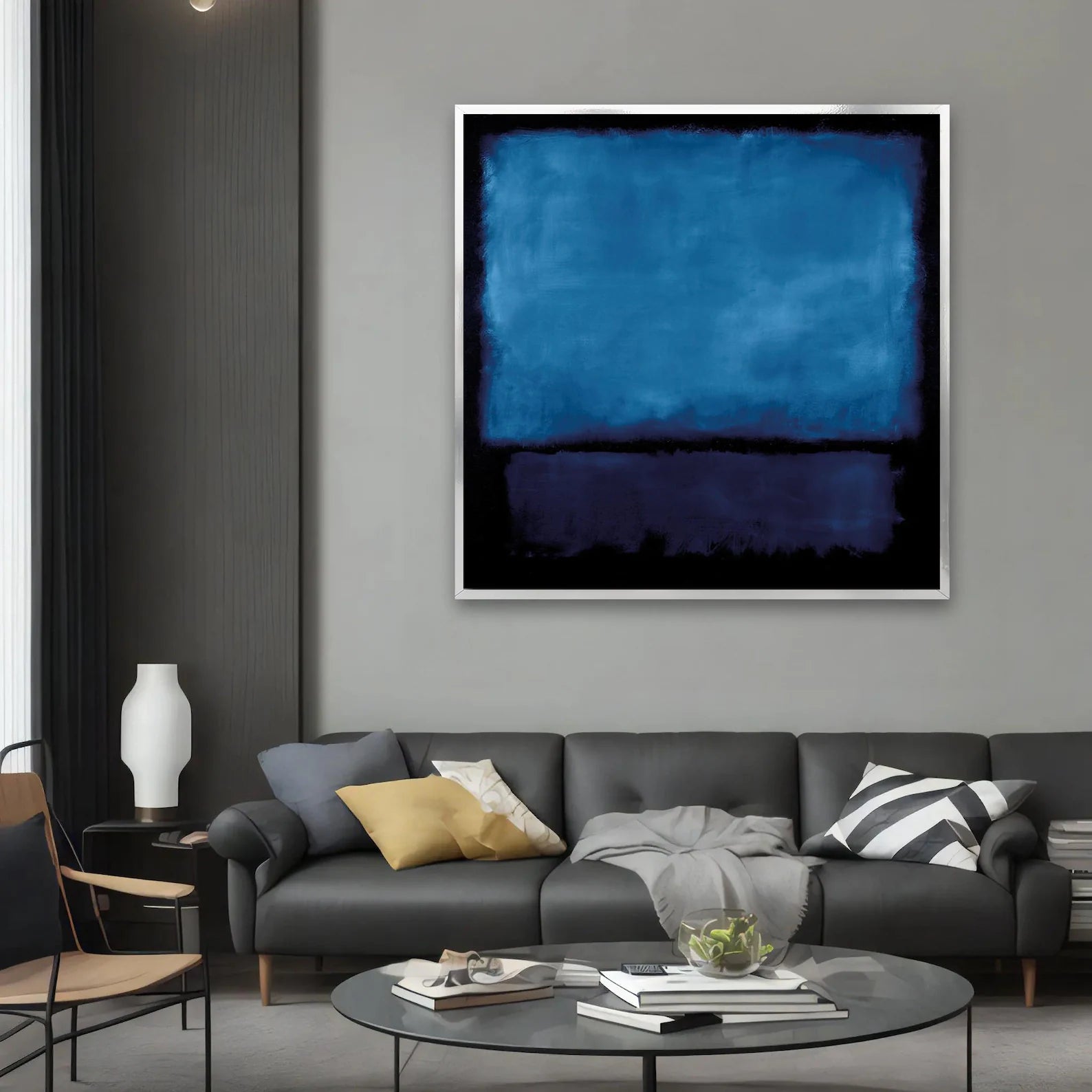 Blue Horizon – Minimalist Abstract Oil Painting#yy721136