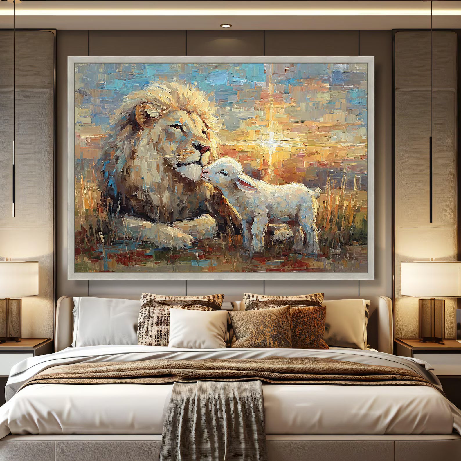 Peaceful Kingdom – Lion and Lamb Oil Painting#yy721139
